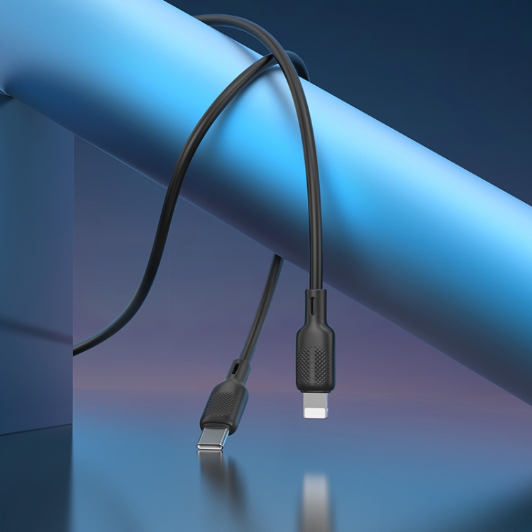 BOROFONE BX113 PD 27W USB-C / Type-C to 8 Pin Silicone Charging Data Cable, Length:1m(Black) BOROFONE BX113 PD 27W USB-C / Type-C to 8 Pin Silicone Charging Data Cable, Length:1m(Black)