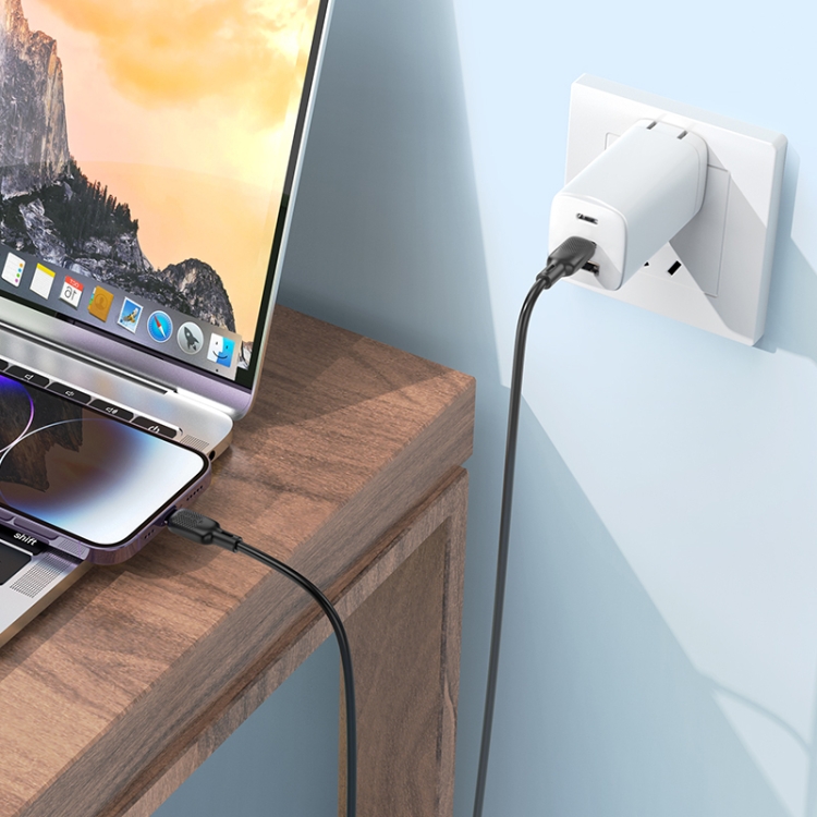 BOROFONE BX113 PD 27W USB-C / Type-C to 8 Pin Silicone Charging Data Cable, Length:1m(Black) BOROFONE BX113 PD 27W USB-C / Type-C to 8 Pin Silicone Charging Data Cable, Length:1m(Black)