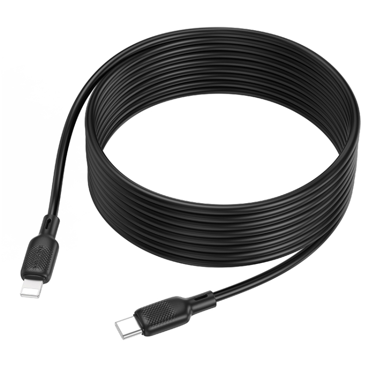 BOROFONE BX113 PD 27W USB-C / Type-C to 8 Pin Silicone Charging Data Cable, Length:3m(Black) BOROFONE BX113 PD 27W USB-C / Type-C to 8 Pin Silicone Charging Data Cable, Length:3m(Black)
