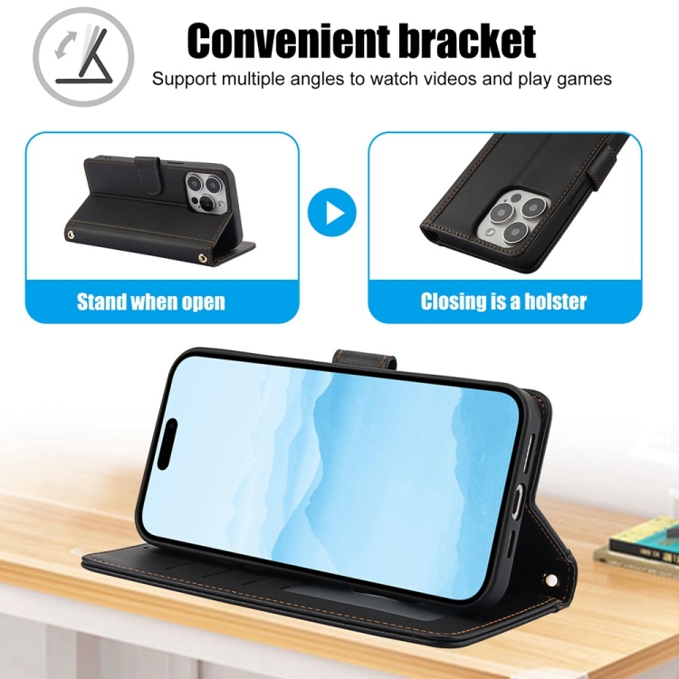 For iPhone 12 Pro Max Skin Feel Pure Color Card Slots Leather Phone Case with Dual Lanyard(Black) For iPhone 12 Pro Max Skin Feel Pure Color Card Slots Leather Phone Case with Dual Lanyard(Black)