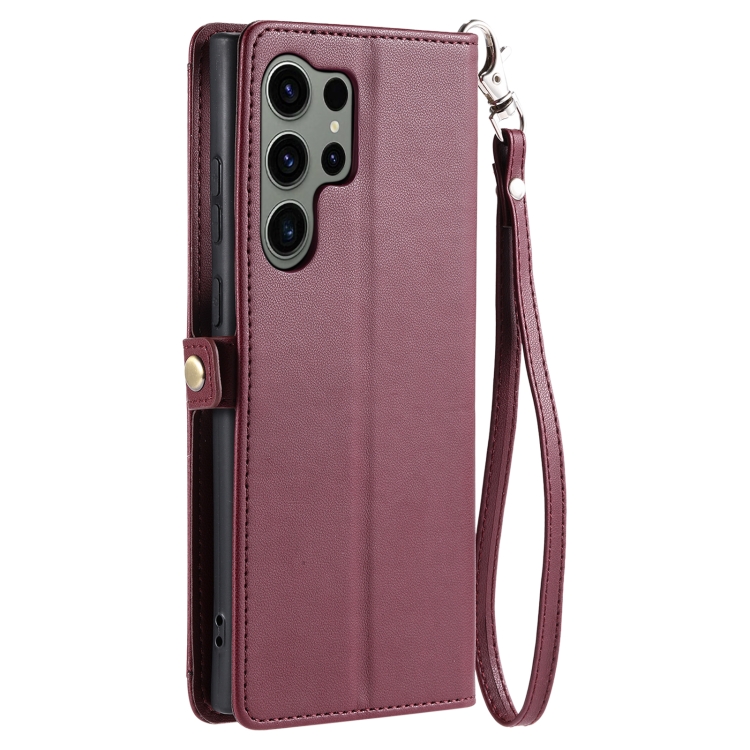 For Samsung Galaxy S22 Ultra 5G Wallet Multi-card Slot Leather Phone Case with Lanyard(Wine Red) For Samsung Galaxy S22 Ultra 5G Wallet Multi-card Slot Leather Phone Case with Lanyard(Wine Red)