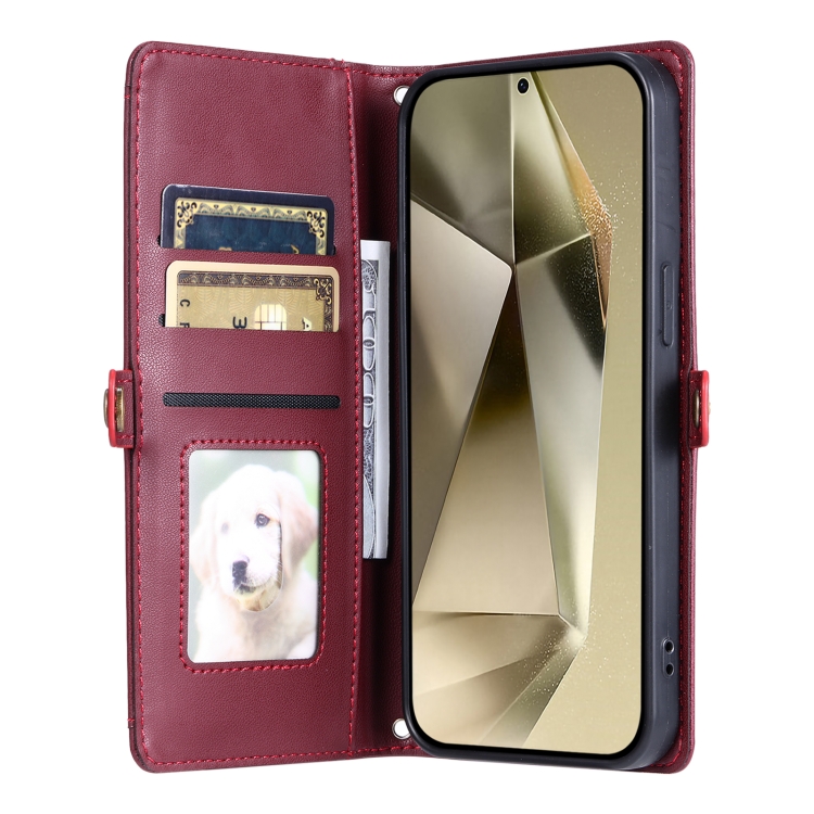 For Samsung Galaxy S23 5G Wallet Multi-card Slot Leather Phone Case with Lanyard(Wine Red) For Samsung Galaxy S23 5G Wallet Multi-card Slot Leather Phone Case with Lanyard(Wine Red)