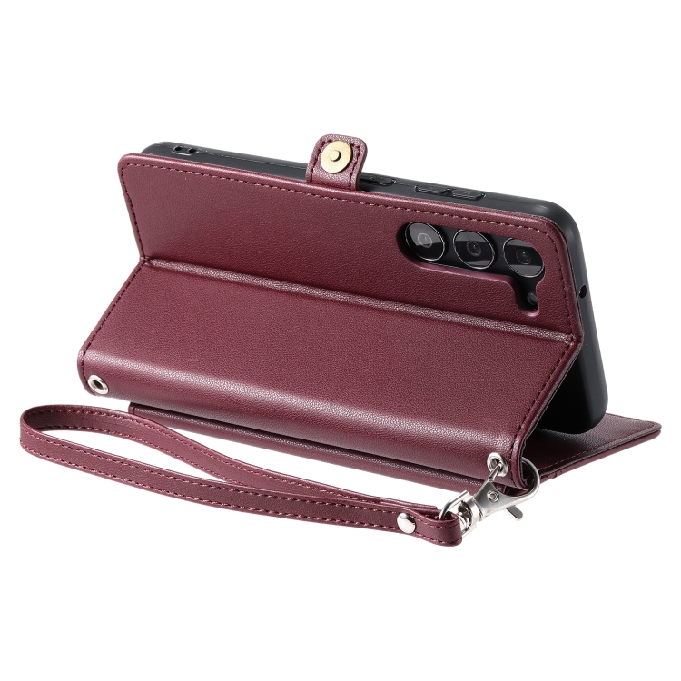 For Samsung Galaxy S23 5G Wallet Multi-card Slot Leather Phone Case with Lanyard(Wine Red) For Samsung Galaxy S23 5G Wallet Multi-card Slot Leather Phone Case with Lanyard(Wine Red)