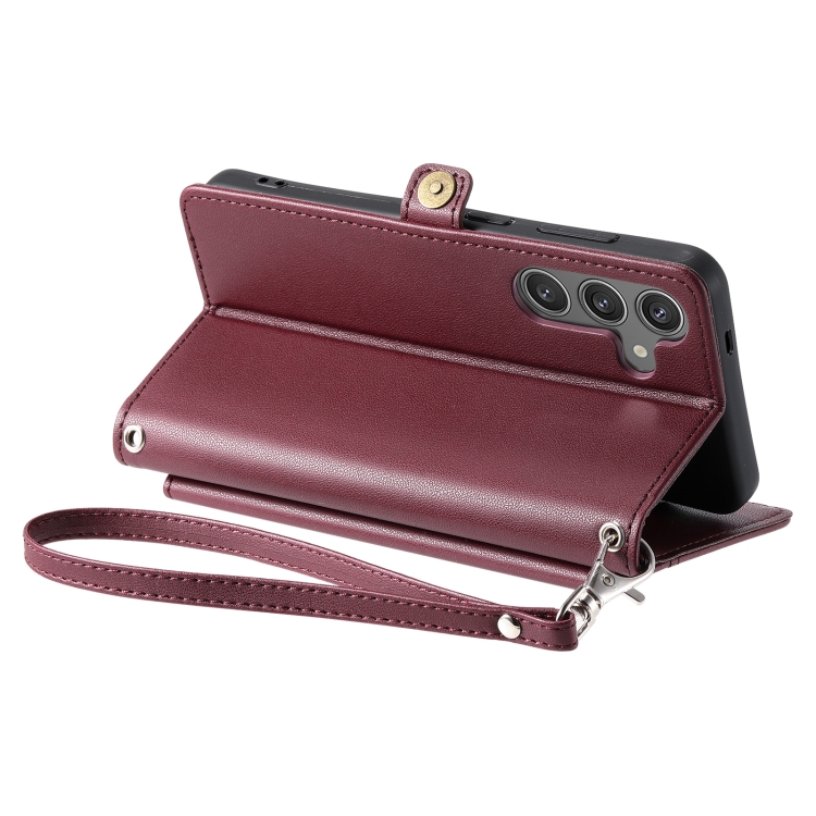 For Samsung Galaxy S24 5G Wallet Multi-card Slot Leather Phone Case with Lanyard(Wine Red) For Samsung Galaxy S24 5G Wallet Multi-card Slot Leather Phone Case with Lanyard(Wine Red)