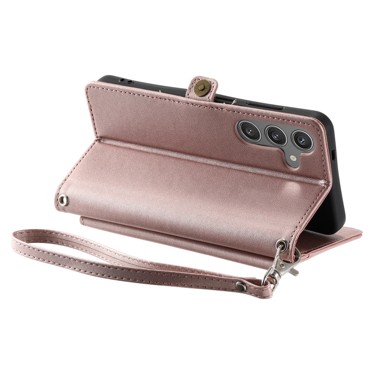 For Samsung Galaxy S24 FE 5G Wallet Multi-card Slot Leather Phone Case with Lanyard(Rose Gold) For Samsung Galaxy S24 FE 5G Wallet Multi-card Slot Leather Phone Case with Lanyard(Rose Gold)