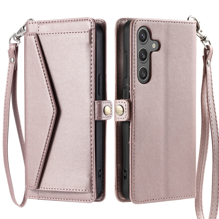 For Samsung Galaxy S25 5G Wallet Multi-card Slot Leather Phone Case with Lanyard(Rose Gold) For Samsung Galaxy S25 5G Wallet Multi-card Slot Leather Phone Case with Lanyard(Rose Gold)