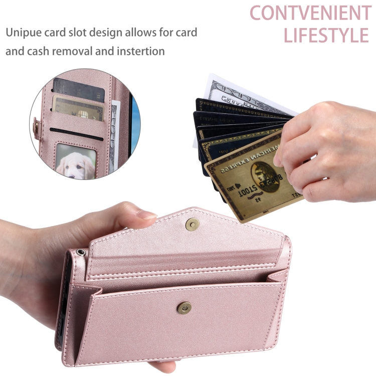 For Samsung Galaxy S25 5G Wallet Multi-card Slot Leather Phone Case with Lanyard(Rose Gold) For Samsung Galaxy S25 5G Wallet Multi-card Slot Leather Phone Case with Lanyard(Rose Gold)