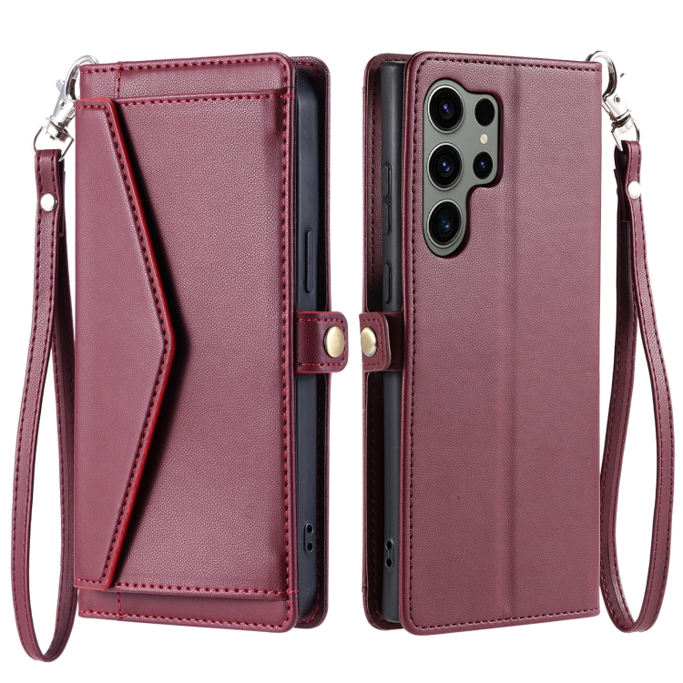 For Samsung Galaxy S25 Ultra 5G Wallet Multi-card Slot Leather Phone Case with Lanyard(Wine Red) For Samsung Galaxy S25 Ultra 5G Wallet Multi-card Slot Leather Phone Case with Lanyard(Wine Red)