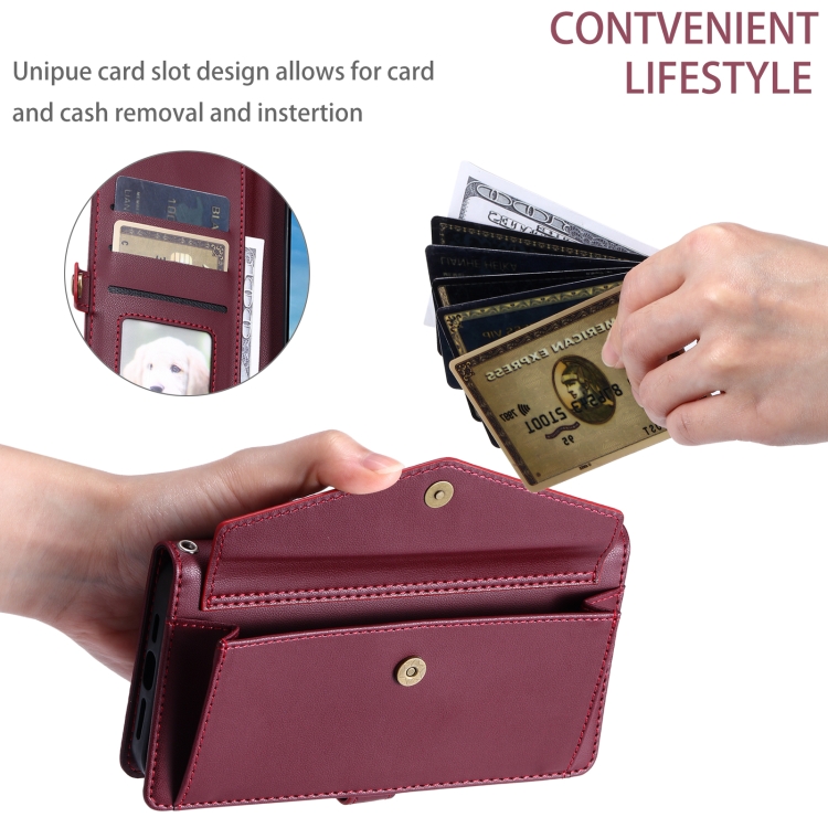 For Samsung Galaxy S25 Ultra 5G Wallet Multi-card Slot Leather Phone Case with Lanyard(Wine Red) For Samsung Galaxy S25 Ultra 5G Wallet Multi-card Slot Leather Phone Case with Lanyard(Wine Red)