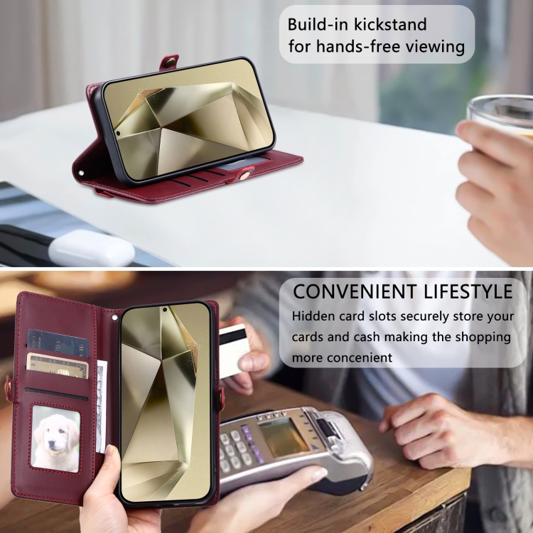 For Samsung Galaxy S25 Ultra 5G Wallet Multi-card Slot Leather Phone Case with Lanyard(Wine Red) For Samsung Galaxy S25 Ultra 5G Wallet Multi-card Slot Leather Phone Case with Lanyard(Wine Red)