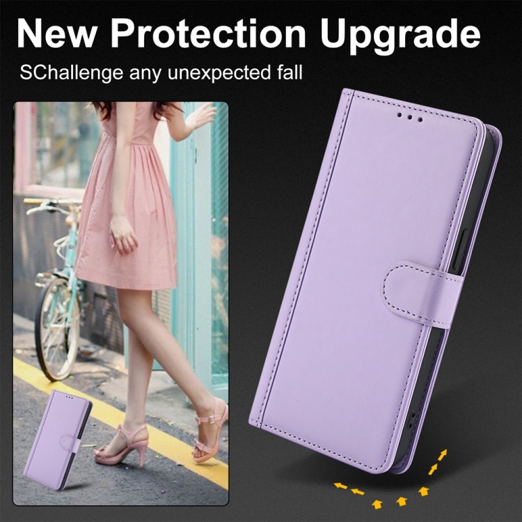 For Samsung Galaxy S23+ 5G Skin Feel Pure Color Card Slots Leather Phone Case with Dual Lanyard(Purple) For Samsung Galaxy S23+ 5G Skin Feel Pure Color Card Slots Leather Phone Case with Dual Lanyard(Purple)