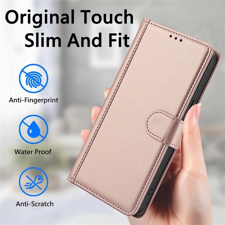 For Samsung Galaxy S25+ 5G Skin Feel Pure Color Card Slots Leather Phone Case with Dual Lanyard(Rose Gold) For Samsung Galaxy S25+ 5G Skin Feel Pure Color Card Slots Leather Phone Case with Dual Lanyard(Rose Gold)