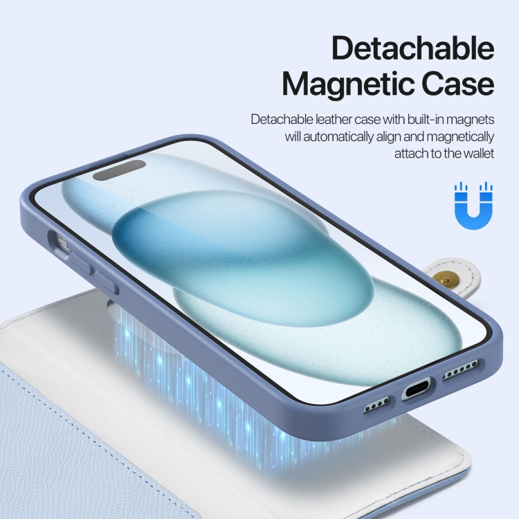 For iPhone 15 Plus DUX DUCIS Lawa Series 2 in 1 Wallet Zipper Detachable MagSafe Phone Case with Lanyard(Light Blue) For iPhone 15 Plus DUX DUCIS Lawa Series 2 in 1 Wallet Zipper Detachable MagSafe Phone Case with Lanyard(Light Blue)