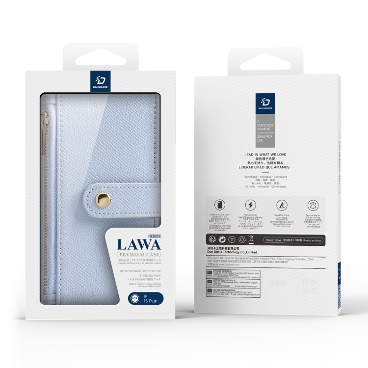 For iPhone 15 Plus DUX DUCIS Lawa Series 2 in 1 Wallet Zipper Detachable MagSafe Phone Case with Lanyard(Light Blue) For iPhone 15 Plus DUX DUCIS Lawa Series 2 in 1 Wallet Zipper Detachable MagSafe Phone Case with Lanyard(Light Blue)