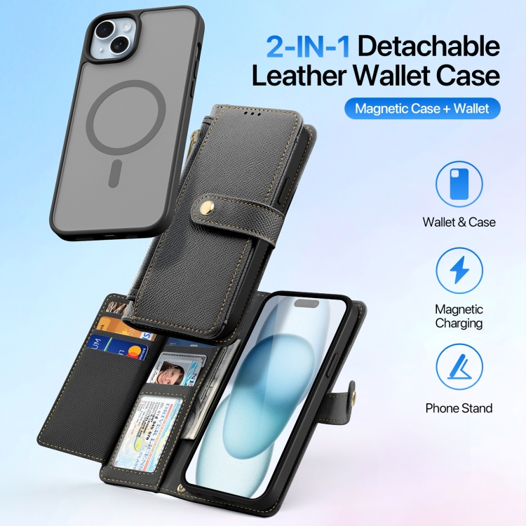 For iPhone 15 DUX DUCIS Lawa Series 2 in 1 Wallet Zipper Detachable MagSafe Phone Case with Lanyard(Black) For iPhone 15 DUX DUCIS Lawa Series 2 in 1 Wallet Zipper Detachable MagSafe Phone Case with Lanyard(Black)