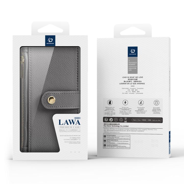 For iPhone 17 DUX DUCIS Lawa Series 2 in 1 Wallet Zipper Detachable MagSafe Phone Case with Lanyard(Grey)