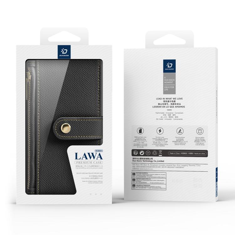For iPhone Air DUX DUCIS Lawa Series 2 in 1 Wallet Zipper Detachable MagSafe Phone Case with Lanyard(Black)