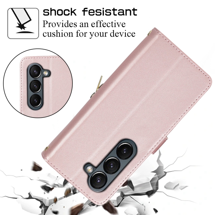 For Samsung Galaxy Z Fold5 Rhombic Full Zipper Wallet Leather Phone Case(Rose Gold) For Samsung Galaxy Z Fold5 Rhombic Full Zipper Wallet Leather Phone Case(Rose Gold)