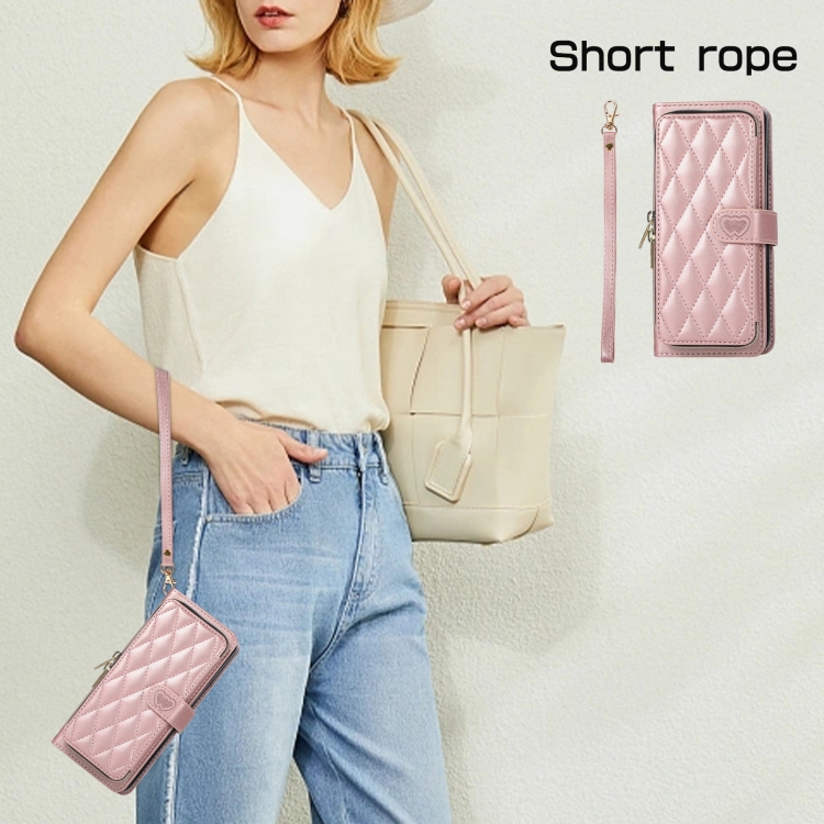 For Samsung Galaxy Z Fold5 Rhombic Full Zipper Wallet Leather Phone Case(Rose Gold) For Samsung Galaxy Z Fold5 Rhombic Full Zipper Wallet Leather Phone Case(Rose Gold)