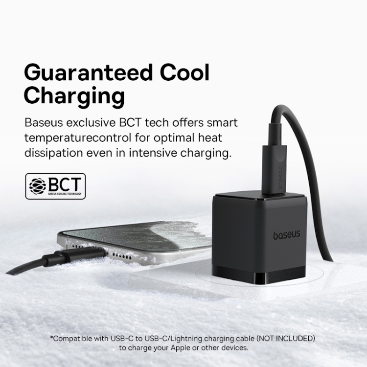 Baseus 1C 20W Type-C Palm Fast Charger, Plug:US Plug(Black) - 7