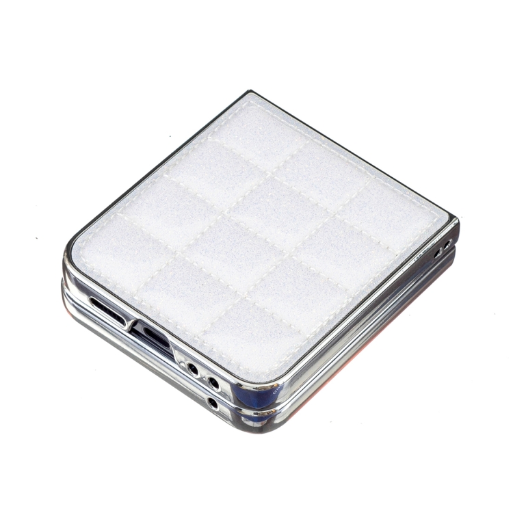 For Samsung Galaxy Z Flip5 Electroplating Square Glitter PU Phone Case(White) For Samsung Galaxy Z Flip5 Electroplating Square Glitter PU Phone Case(White)