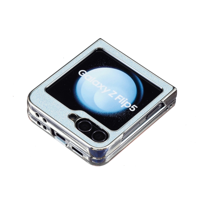 For Samsung Galaxy Z Flip6 Electroplating Square Glitter PU Phone Case(Light Blue)