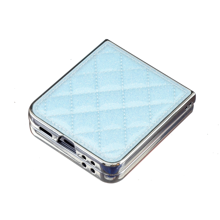 For Samsung Galaxy Z Flip6 Electroplating Rhombic Glitter PU Phone Case(Light Blue)