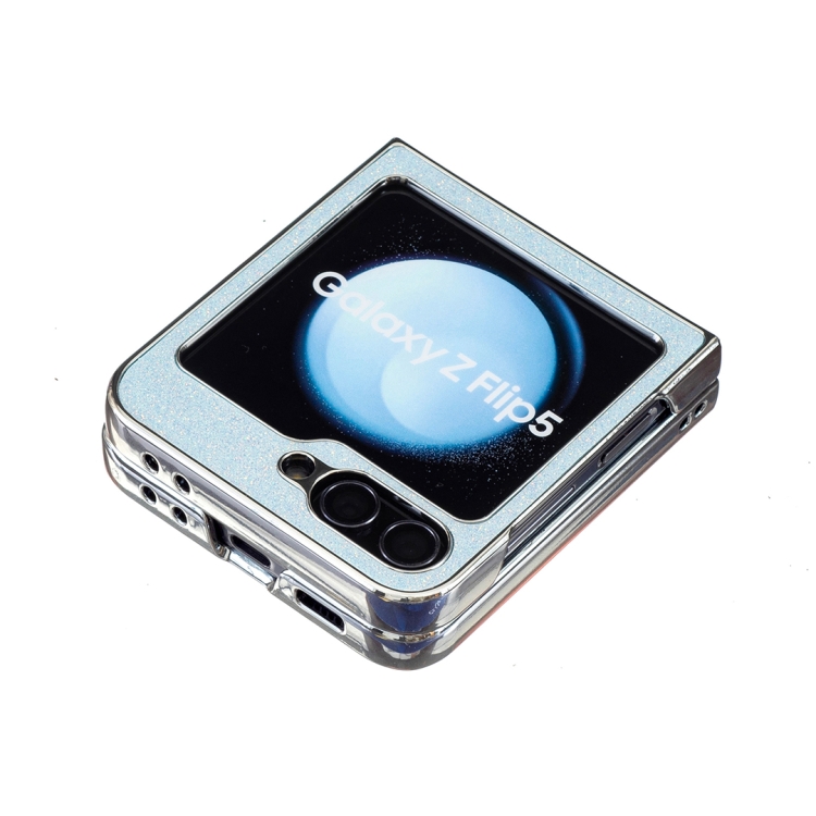 For Samsung Galaxy Z Flip6 Electroplating Rhombic Glitter PU Phone Case(Light Blue)