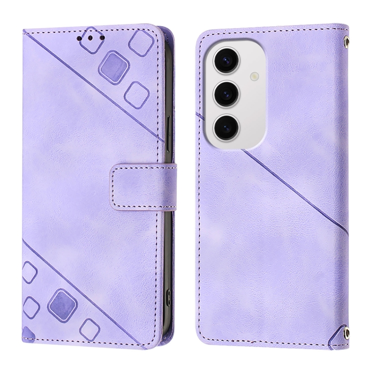 For Samsung Galaxy S24 FE 5G Skin-feel Embossed Leather Phone Case(Light Purple) For Samsung Galaxy S24 FE 5G Skin-feel Embossed Leather Phone Case(Light Purple)