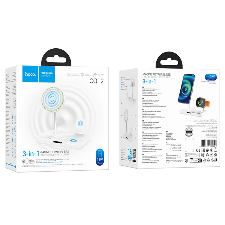 hoco CQ12 Joyfull 3 in 1 Wireless Fast Charger(White) hoco CQ12 Joyfull 3 in 1 Wireless Fast Charger(White)