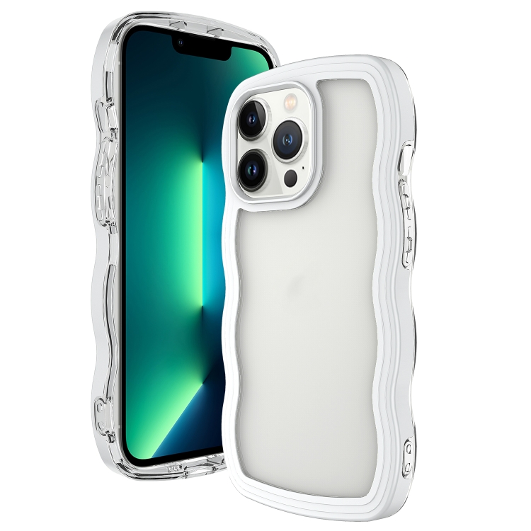 For iPhone 16 Pro Candy Color Wave TPU Clear PC Phone Case(White) For iPhone 16 Pro Candy Color Wave TPU Clear PC Phone Case(White)