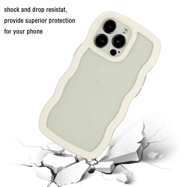 For iPhone 16 Pro Candy Color Wave TPU Clear PC Phone Case(White) For iPhone 16 Pro Candy Color Wave TPU Clear PC Phone Case(White)