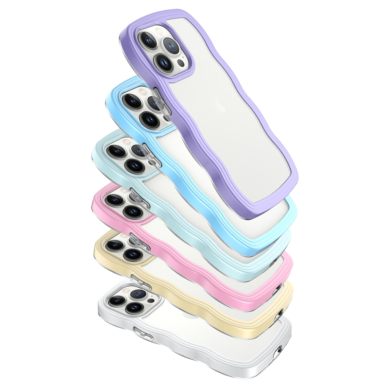 For iPhone 16 Pro Candy Color Wave TPU Clear PC Phone Case(White) For iPhone 16 Pro Candy Color Wave TPU Clear PC Phone Case(White)