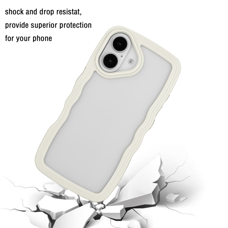 For iPhone 16 Candy Color Wave TPU Clear PC Phone Case(White) For iPhone 16 Candy Color Wave TPU Clear PC Phone Case(White)