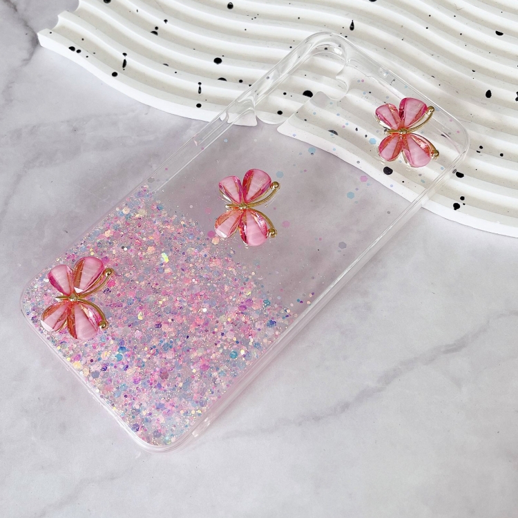For Samsung Galaxy S24 FE 5G Luminous Starry Sky Glitter Butterfly TPU Phone Case(Pink) For Samsung Galaxy S24 FE 5G Luminous Starry Sky Glitter Butterfly TPU Phone Case(Pink)