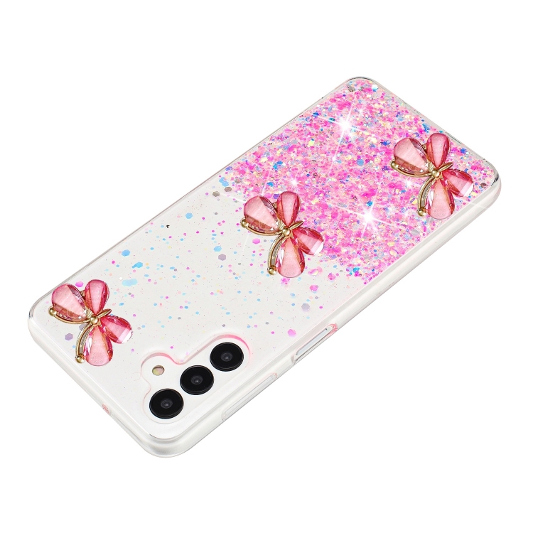 For Samsung Galaxy S24 FE 5G Luminous Starry Sky Glitter Butterfly TPU Phone Case(Pink) For Samsung Galaxy S24 FE 5G Luminous Starry Sky Glitter Butterfly TPU Phone Case(Pink)