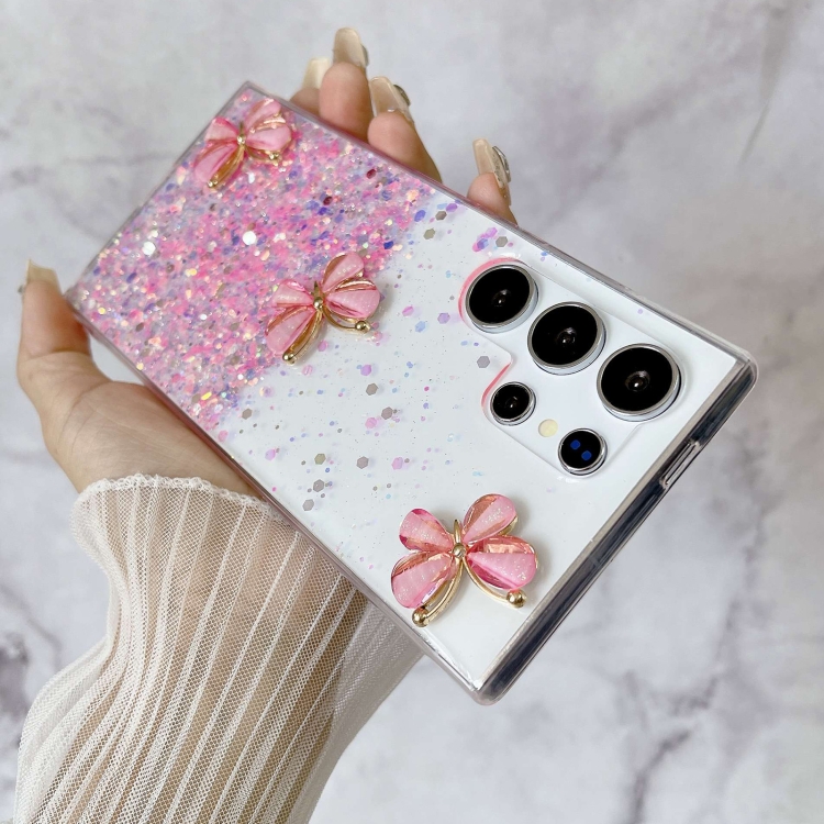 For Samsung Galaxy S24 Ultra 5G Luminous Starry Sky Glitter Butterfly TPU Phone Case(Pink) For Samsung Galaxy S24 Ultra 5G Luminous Starry Sky Glitter Butterfly TPU Phone Case(Pink)
