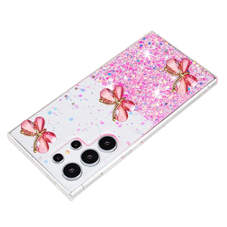For Samsung Galaxy S24 Ultra 5G Luminous Starry Sky Glitter Butterfly TPU Phone Case(Pink) For Samsung Galaxy S24 Ultra 5G Luminous Starry Sky Glitter Butterfly TPU Phone Case(Pink)