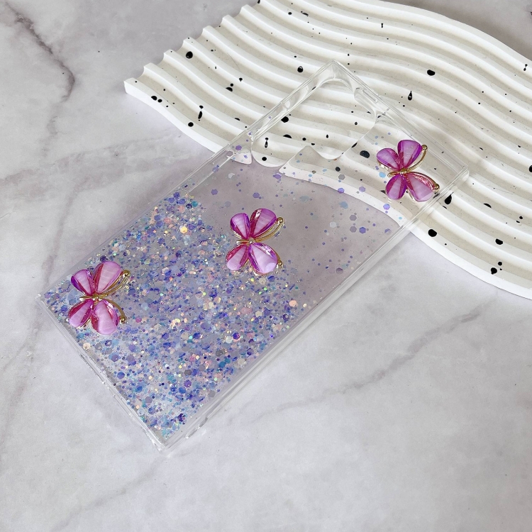 For Samsung Galaxy S23 Ultra 5G Luminous Starry Sky Glitter Butterfly TPU Phone Case(Purple) For Samsung Galaxy S23 Ultra 5G Luminous Starry Sky Glitter Butterfly TPU Phone Case(Purple)