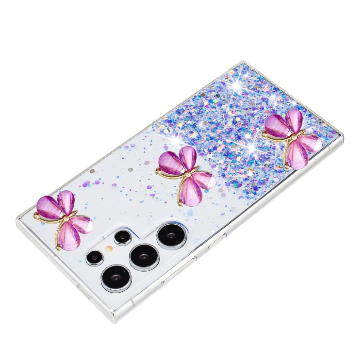 For Samsung Galaxy S23 Ultra 5G Luminous Starry Sky Glitter Butterfly TPU Phone Case(Purple) For Samsung Galaxy S23 Ultra 5G Luminous Starry Sky Glitter Butterfly TPU Phone Case(Purple)