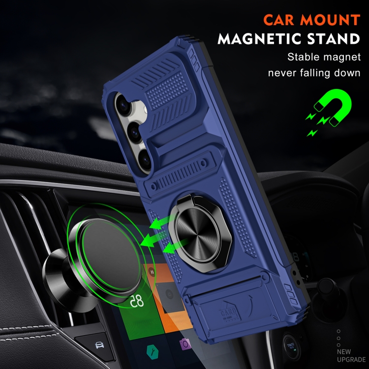 For Samsung Galaxy S23+ 5G TPU Hybrid PC Shockproof Card Phone Case with Metal Ring Holder(Blue) For Samsung Galaxy S23+ 5G TPU Hybrid PC Shockproof Card Phone Case with Metal Ring Holder(Blue)