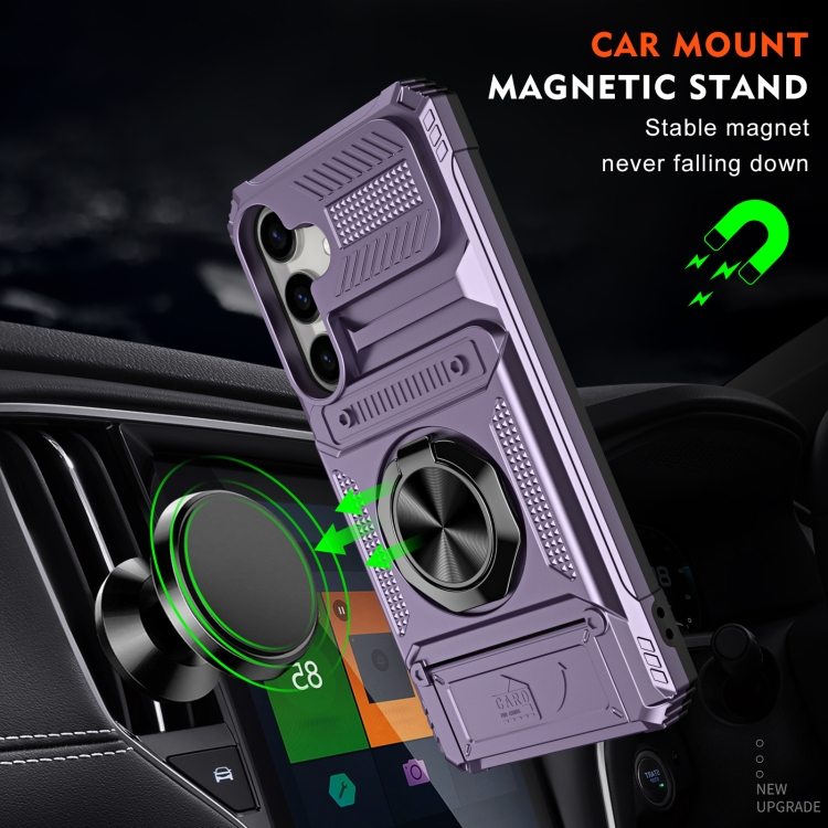 For Samsung Galaxy S23 5G TPU Hybrid PC Shockproof Card Phone Case with Metal Ring Holder(Purple) For Samsung Galaxy S23 5G TPU Hybrid PC Shockproof Card Phone Case with Metal Ring Holder(Purple)
