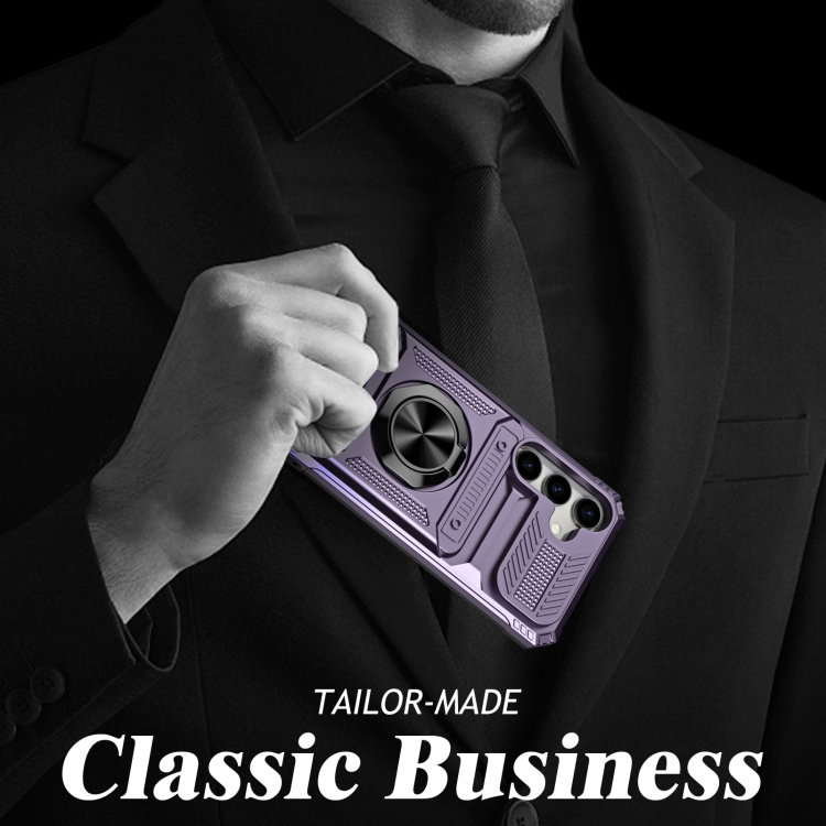 For Samsung Galaxy S23 5G TPU Hybrid PC Shockproof Card Phone Case with Metal Ring Holder(Purple) For Samsung Galaxy S23 5G TPU Hybrid PC Shockproof Card Phone Case with Metal Ring Holder(Purple)