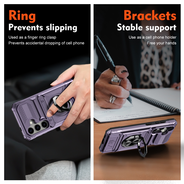 For Samsung Galaxy S23 5G TPU Hybrid PC Shockproof Card Phone Case with Metal Ring Holder(Purple) For Samsung Galaxy S23 5G TPU Hybrid PC Shockproof Card Phone Case with Metal Ring Holder(Purple)
