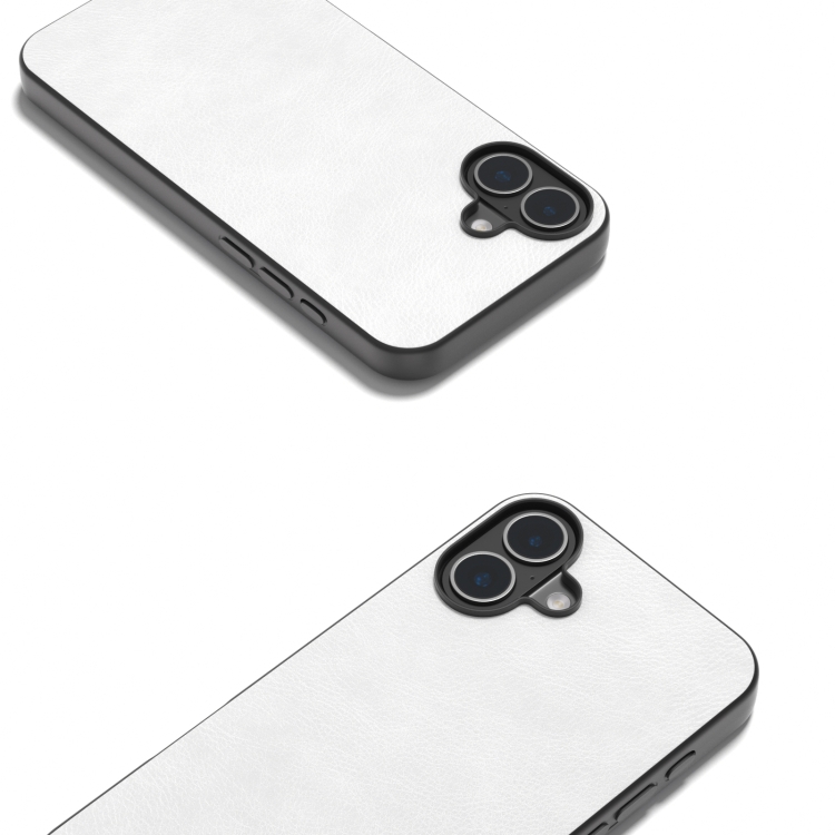 For iPhone 16 Dual Color Lichi Texture PU Phone Case(White) For iPhone 16 Dual Color Lichi Texture PU Phone Case(White)