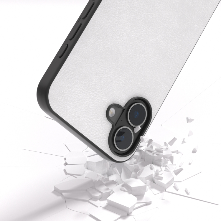 For iPhone 16 Dual Color Lichi Texture PU Phone Case(White) For iPhone 16 Dual Color Lichi Texture PU Phone Case(White)