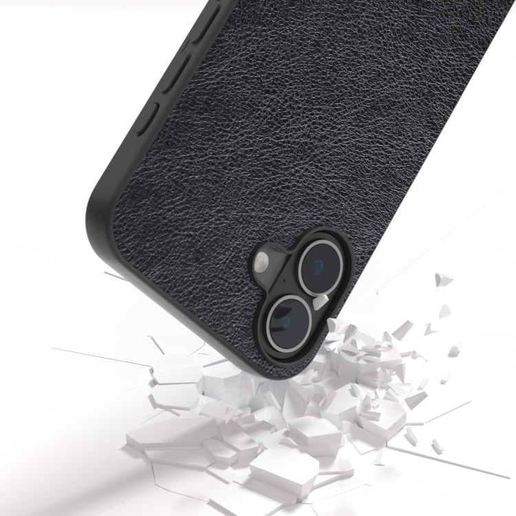 For iPhone 16 Plus Dual Color Lichi Texture PU Phone Case(Black) For iPhone 16 Plus Dual Color Lichi Texture PU Phone Case(Black)