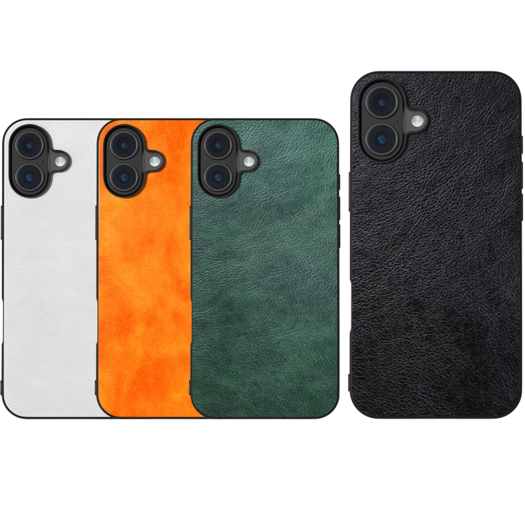 For iPhone 16 Plus Dual Color Lichi Texture PU Phone Case(Black) For iPhone 16 Plus Dual Color Lichi Texture PU Phone Case(Black)