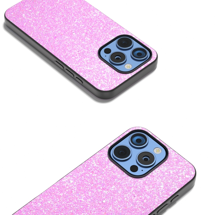 For iPhone 16 Pro Black Frame Colorful Glitter Phone Case(Dark Pink) For iPhone 16 Pro Black Frame Colorful Glitter Phone Case(Dark Pink)