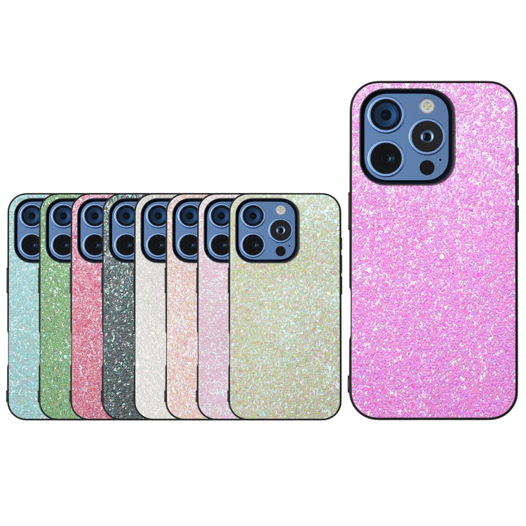 For iPhone 16 Pro Black Frame Colorful Glitter Phone Case(Dark Pink) For iPhone 16 Pro Black Frame Colorful Glitter Phone Case(Dark Pink)